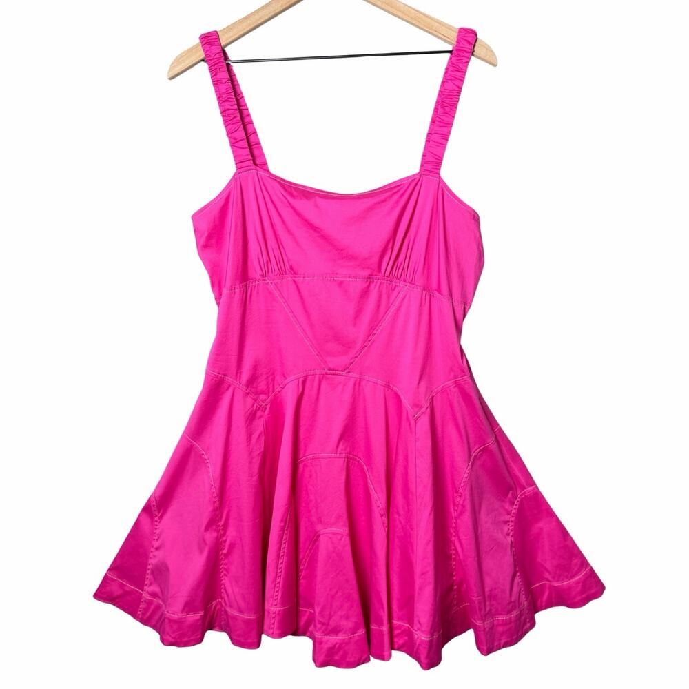By Anthropologie Plunge Drop-waist A-line Mini Dress Pink RN#66170 Size L